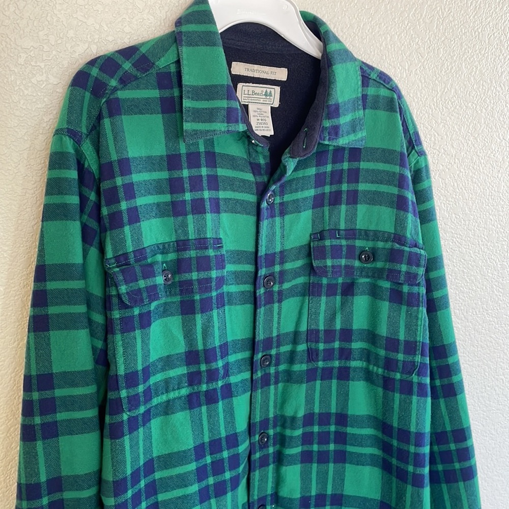 L.L. Bean Fleece Lined Flannel Shirt Traditional Fit M